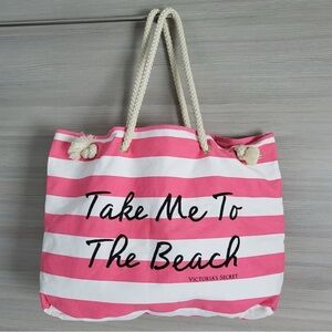 Victoria's Secret Pink and White Striped Beach Bag
